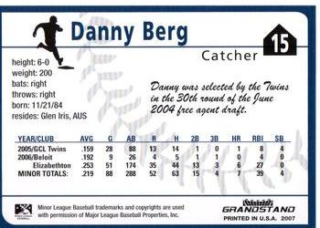 2007 Grandstand Beloit Snappers #NNO Danny Berg Back