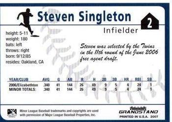 2007 Grandstand Beloit Snappers #NNO Steven Singleton Back
