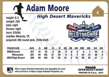 2007 Grandstand California League All-Stars #NNO Adam Moore Back
