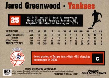 2007 Grandstand Tampa Yankees #NNO Jared Greenwood Back
