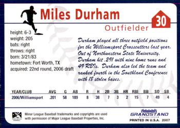 2007 Grandstand State College Spikes #10 Miles Durham Back