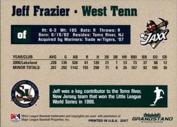 2007 Grandstand Southern League Top Prospects #6 Jeff Frazier Back