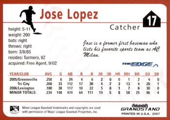 2007 Grandstand Salem Avalanche #NNO Jose Lopez Back