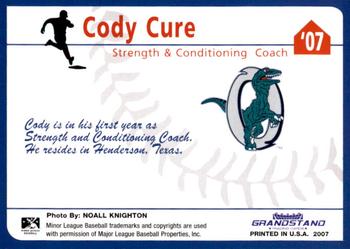 2007 Grandstand Ogden Raptors #NNO Cody Cure Back