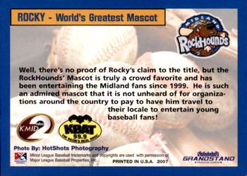 2007 Grandstand Midland RockHounds #35 Rocky Back