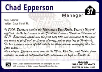 2007 Grandstand Lancaster JetHawks #NNO Chad Epperson Back