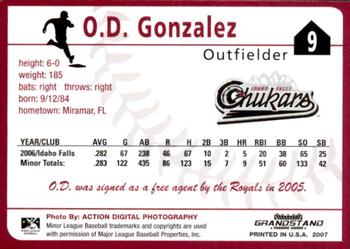 2007 Grandstand Idaho Falls Chukars #NNO O.D. Gonzalez Back