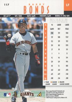 1997 New Pinnacle - Museum Collection #117 Barry Bonds Back
