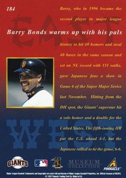 1997 New Pinnacle - Museum Collection #184 Barry Bonds Back