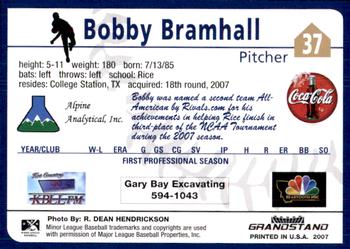 2007 Grandstand Helena Brewers #NNO Bobby Bramhall Back