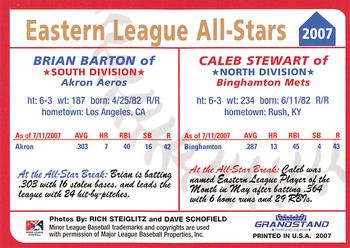 2007 Grandstand Eastern League All-Stars #NNO Brian Barton / Caleb Stewart Back