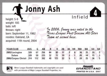 2007 Grandstand Corpus Christi Hooks #NNO Jonny Ash Back