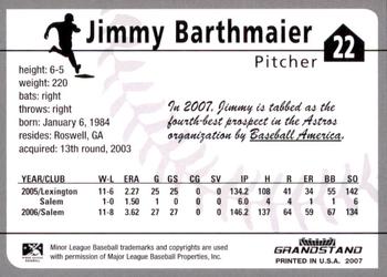 2007 Grandstand Corpus Christi Hooks #NNO Jimmy Barthmaier Back