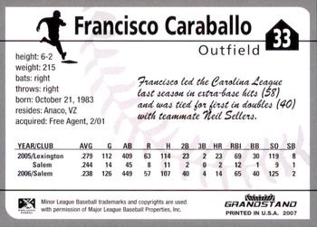 2007 Grandstand Corpus Christi Hooks #NNO Francisco Caraballo Back