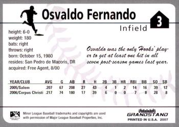 2007 Grandstand Corpus Christi Hooks #NNO Osvaldo Fernando Back