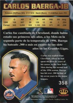 1997 Pacific Crown Collection - Light Blue #358 Carlos Baerga Back
