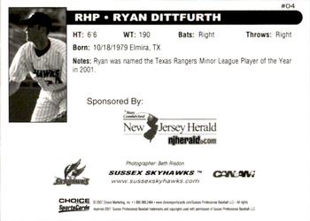 2007 Choice Sussex Skyhawks #8 Ryan Dittfurth Back
