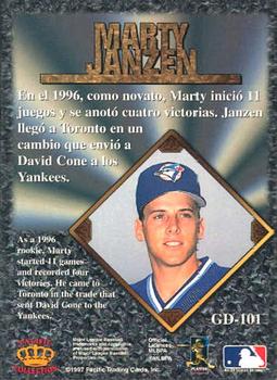 1997 Pacific Prism Invincible - Gems of the Diamond #GD-101 Marty Janzen Back