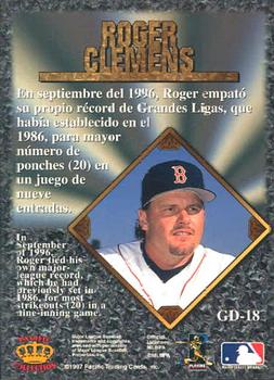 1997 Pacific Prism Invincible - Gems of the Diamond #GD-18 Roger Clemens Back