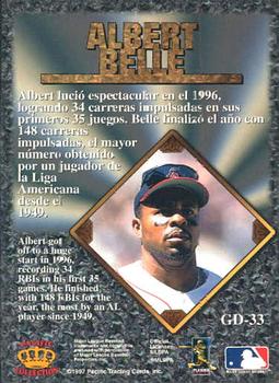 1997 Pacific Prism Invincible - Gems of the Diamond #GD-33 Albert Belle Back