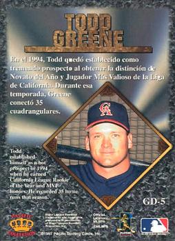 1997 Pacific Prism Invincible - Gems of the Diamond #GD-5 Todd Greene Back