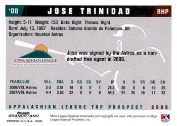 2008 Grandstand Appalachian League Top Prospects #NNO Jose Trinidad Back