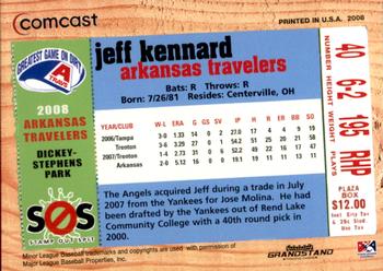 2008 Grandstand Arkansas Travelers #NNO Jeff Kennard Back