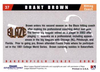 2008 Grandstand Bakersfield Blaze #NNO Brant Brown Back