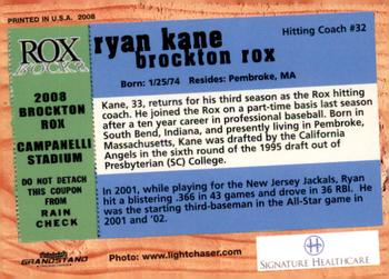 2008 Grandstand Brockton Rox #NNO Ryan Kane Back