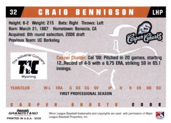 2008 Grandstand Casper Ghosts #NNO Craig Bennigson Back