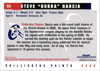 2008 Grandstand Chillicothe Paints #13 Bubba Garcia Back
