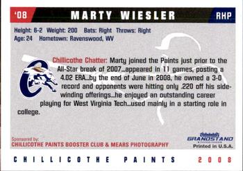 2008 Grandstand Chillicothe Paints #30 Marty Wiesler Back