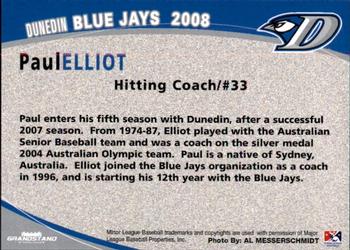 2008 Grandstand Dunedin Blue Jays #NNO Paul Elliott Back