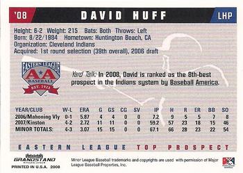 2008 Grandstand Eastern League Top Prospects #NNO David Huff Back