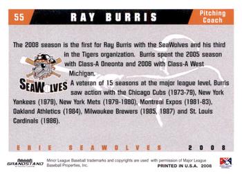 2008 Grandstand Erie SeaWolves #NNO Ray Burris Back