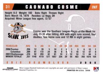 2008 Grandstand Erie SeaWolves #NNO Caonabo Cosme Back