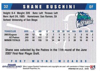 2008 Grandstand Fort Wayne Wizards #NNO Shane Buschini Back