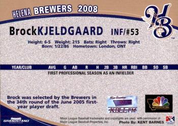 2008 Grandstand Helena Brewers #NNO Brock Kjeldgaard Back