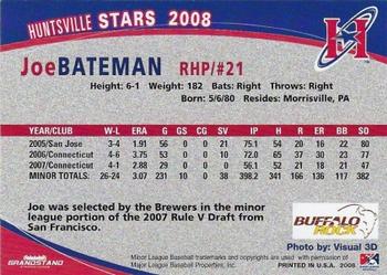 2008 Grandstand Huntsville Stars #NNO Joe Bateman Back