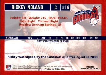 2008 Grandstand Johnson City Cardinals #NNO Rickey Noland Back