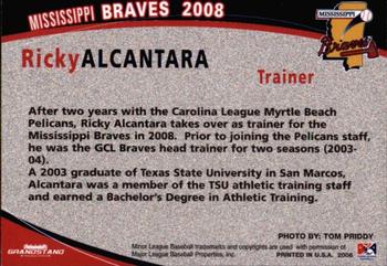2008 Grandstand Mississippi Braves #NNO Ricky Alcantara Back