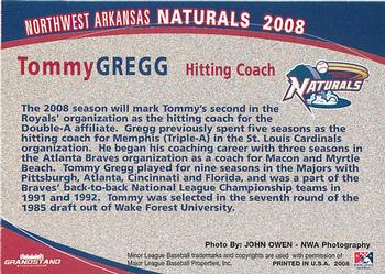 2008 Grandstand Northwest Arkansas Naturals #NNO Tommy Gregg Back