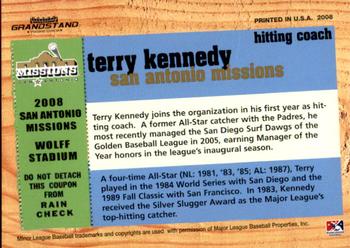 2008 Grandstand San Antonio Missions #4 Terry Kennedy Back
