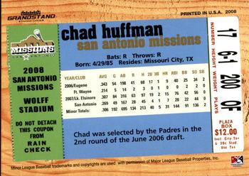 2008 Grandstand San Antonio Missions #10 Chad Huffman Back