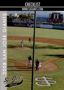 2008 Grandstand San Jose Giants #35 Checklist Front