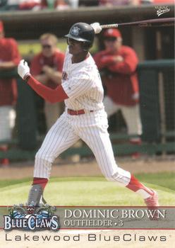 2008 MultiAd Lakewood BlueClaws #3 Domonic Brown Front