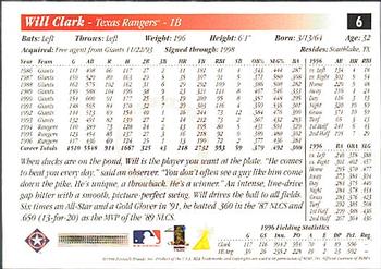 1997 Score Premium Stock #6 Will Clark Back