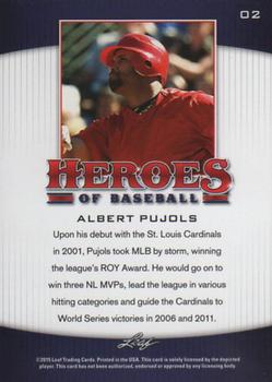 2015 Leaf Heroes of Baseball #2 Albert Pujols Back