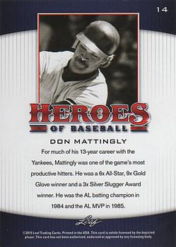 2015 Leaf Heroes of Baseball #14 Don Mattingly Back
