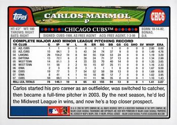2008 Topps Chicago Cubs #CHC6 Carlos Marmol Back